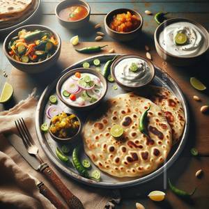 2 Pyaz Paratha With Curd And Pickles
