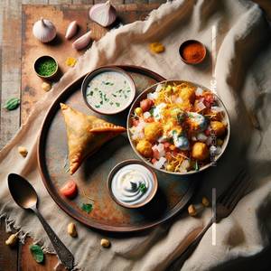 1 Dahi Bhel + 1 Samosa                             