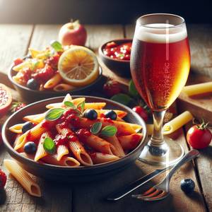 Red Sauce Penne Pasta + Fruit Beer