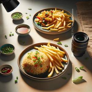 Fried momos + French Fries                    