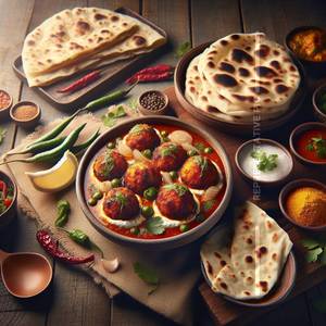 Half Malai Kofta with 1 Stuffed Naan and 1 Roti                                           