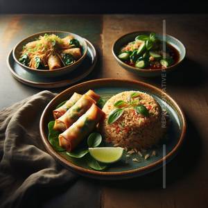 Spring Roll + Veg. Burger                            