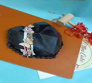 Pink Butterfly Dark Chocolate Heart Shape Pinata Cake