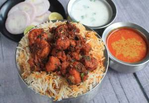 Special prawn curry biryani bowl