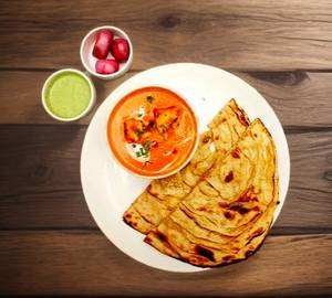 Plain Paratha [4Pcs] With Kadai Paneer + Salad