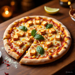 Tandoori corn paneer pizza
