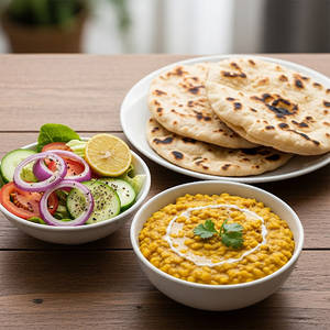 Mini meal (Dal fry + 3 Roti + salad)