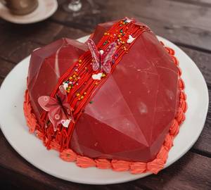 Red Velvet Heart Shape Butterfly Pinata Cake