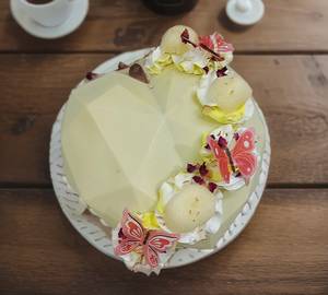 White Chocolate Rasgulla Butterfly Heart Shape Pinata Cake