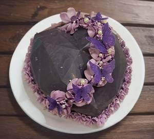 Purple Butterfly Black Currant Heart Shape Pinata Cake