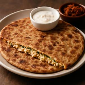 Paneer cheese onion paratha