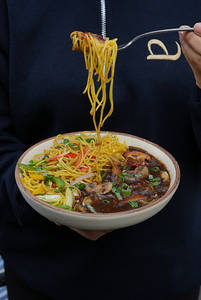 Pan Fried Noodles In Black Bean Sauce