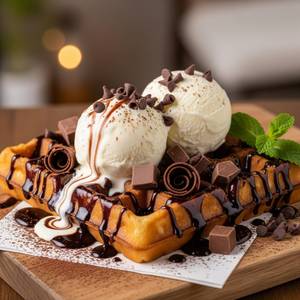 Death By Chocolate Waffle with Vanilla Ice Cream