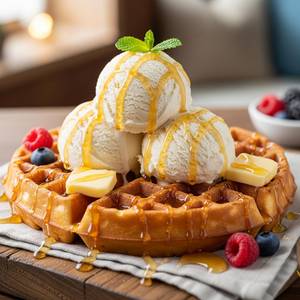 Honey Butter Waffle with Ice Cream