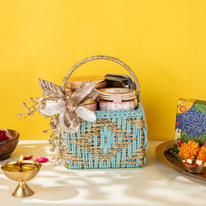Rakhi Aqua Gold Mini Basket