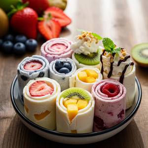 Mixed Seasonal Fruit Roll Ice Cream