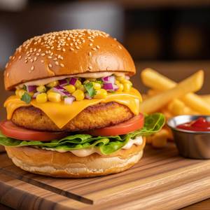 Paneer Cheese Corn Burger