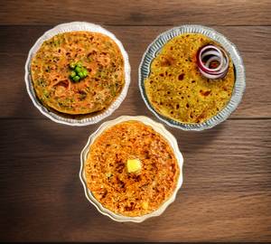 1 Aloo Paratha With 1 Pyaaz Paratha And 1 Chilli Spicy Paratha