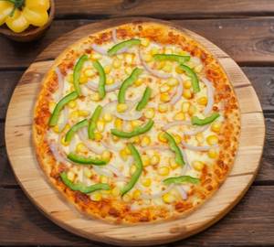 Schezwan corn and capsicum corn pizza 