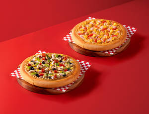 1 Mazedaar Makhni Paneer PER Pizza + 1 Veggie Supreme PER