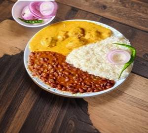 Rajmah + Kadhi + Chawal + 2 Tawa Roti + Salad