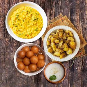 Saadi Khichdi + Aloo Jeera + Gulab Jamun + Buttermilk + Papad + Pickle