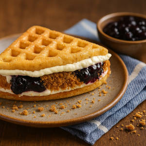 Blueberry Cheesecake Waffle Sandwich