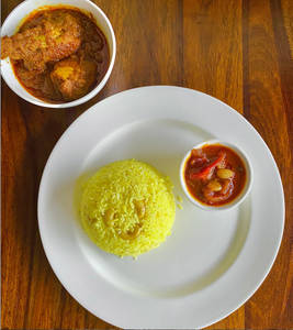 Chicken Kosha, Basanti Pulao & Chaatni [2 Piece Chicken]