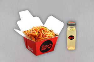 Triple Schezwan Chicken Noodles (little Box) + Lemon Grass Iced Tea