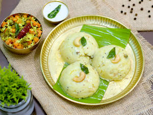 Pongal with Poriyal and Chutney