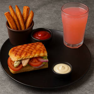 COMBO Classic American Half Grill + Half French Fries&dip + Pink Lemonade