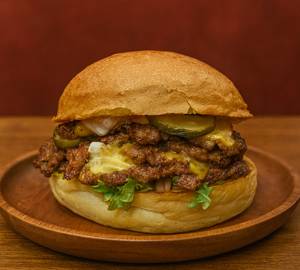 Triple smash chicken burger+fries