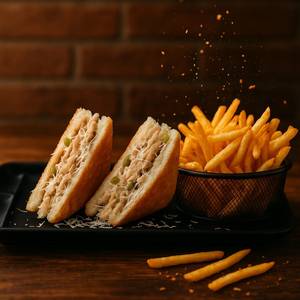 Chicken Cheese Sandwich With french fries