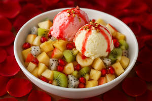 Fruit Salad With Double Ice Cream