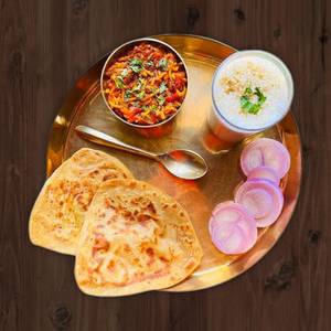 Sev Tamatar Gravy [250Ml] With 3 Laccha Paratha And Raita