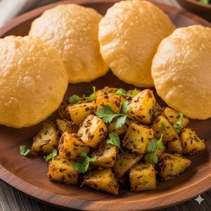 Jeera Aloo + 4 Poori