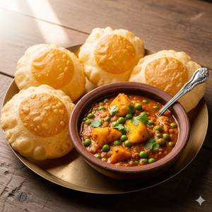 Aloo Matar + 4 Poori