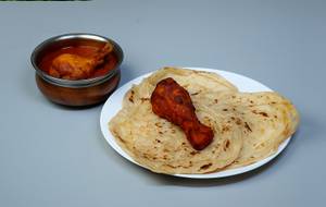 2 Parotta + Single Pcs Chicken Fry +  Single Pcs Chicken Curry