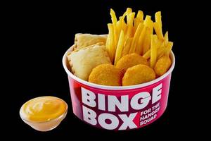 Binge Box - Pizza Puff (2pcs)+Cheese Nuggets (4pcs) +Fries (M) +Dip