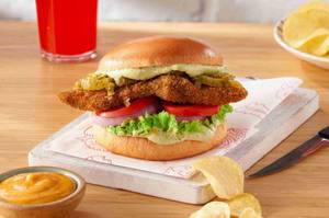 Pesto Fried Fish Burger