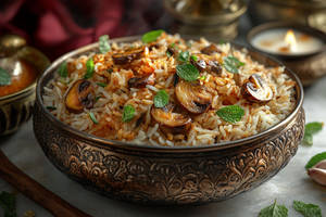 Mushroom Avakai Biryani