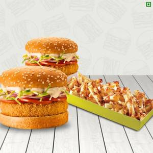 2 Crispy Veg Burger + 1 Peri Peri Loaded Fries