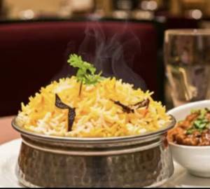 Aloo Biryani with Chicken Chaap