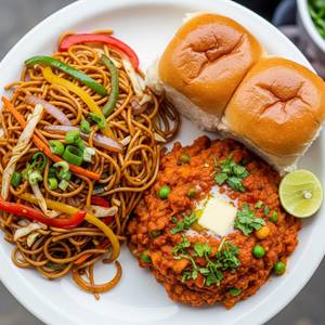 Delhi Special Chow Mein + Pav Bhaji                                                                               