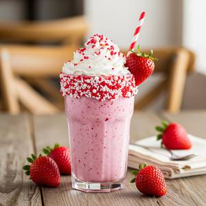 Strawberry shake with ice cream