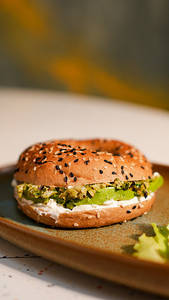 Thecha Avocado Bagel