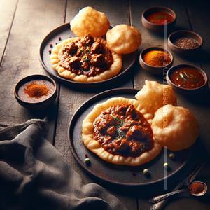 5 luchi with 2 pcs Mutton kosha