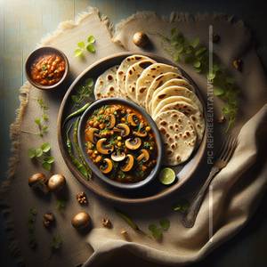 Mushroom Masala [Half] with 4 Tawa Roti