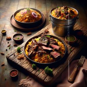 Beef bucket biryani