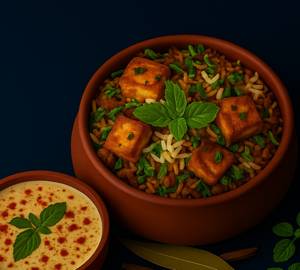 Paneer tikka makhni biryani with Burani Raita